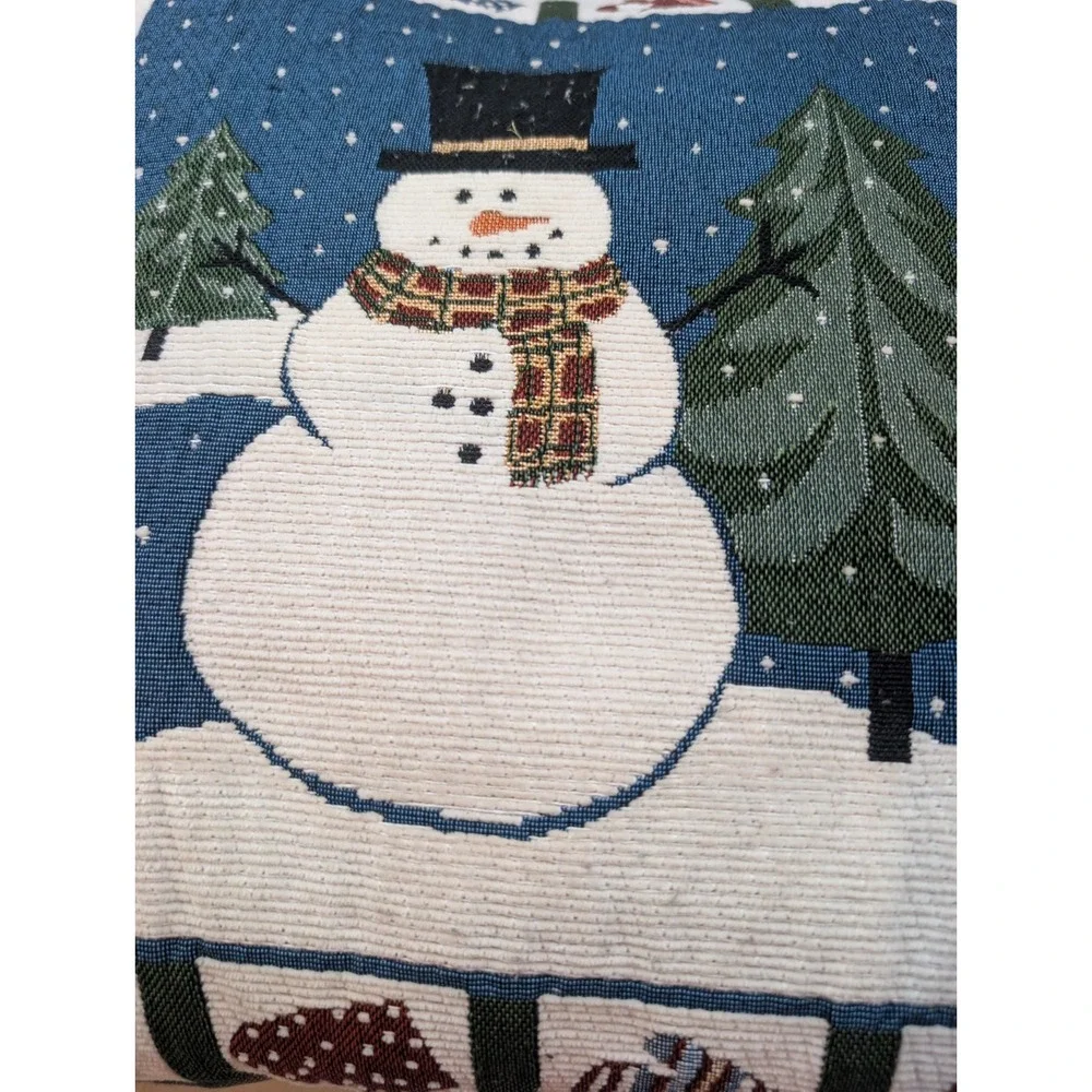 Christmas Snowman Needlepoint Tapestry Pillow 12x13 Winter Holiday